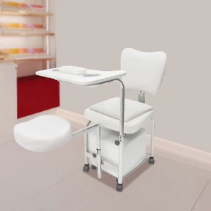 Manicure Pedicure Chair Adjustable Nail Desk Trolley Beauty Spa Massage Stool - Picture 1 of 24