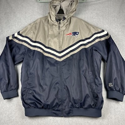 Jaqueta masculina vintage New England Patriots corta-vento 2XL vestuário de equipe da NFL com zíper - Imagem 1 de 4