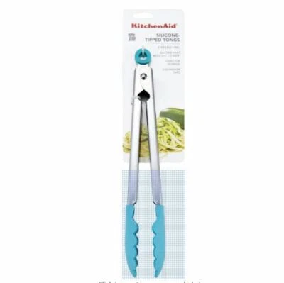KitchenAid Gourmet Silicone Stainless Steel Tongs Aqua blue  - Image 1 of 3