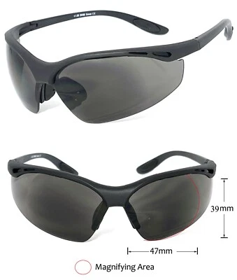 Nero Opaco Avvolgente Ansi Z87.1 Sicurezza Bifocali Lettura Occhiali da Sole - Immagine 1 di 4