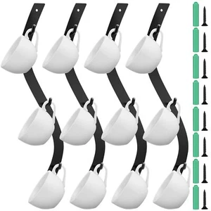 Set of 4 Wall Mount Coffee Mug Holder Rack with 12 Hooks for Kitchen Coffee Bar - Picture 1 of 7
