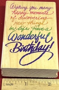 Wishing you many happy moments… Wonderful Birthday Rubber Stamp STAMPENDOUS wood - Picture 1 of 4