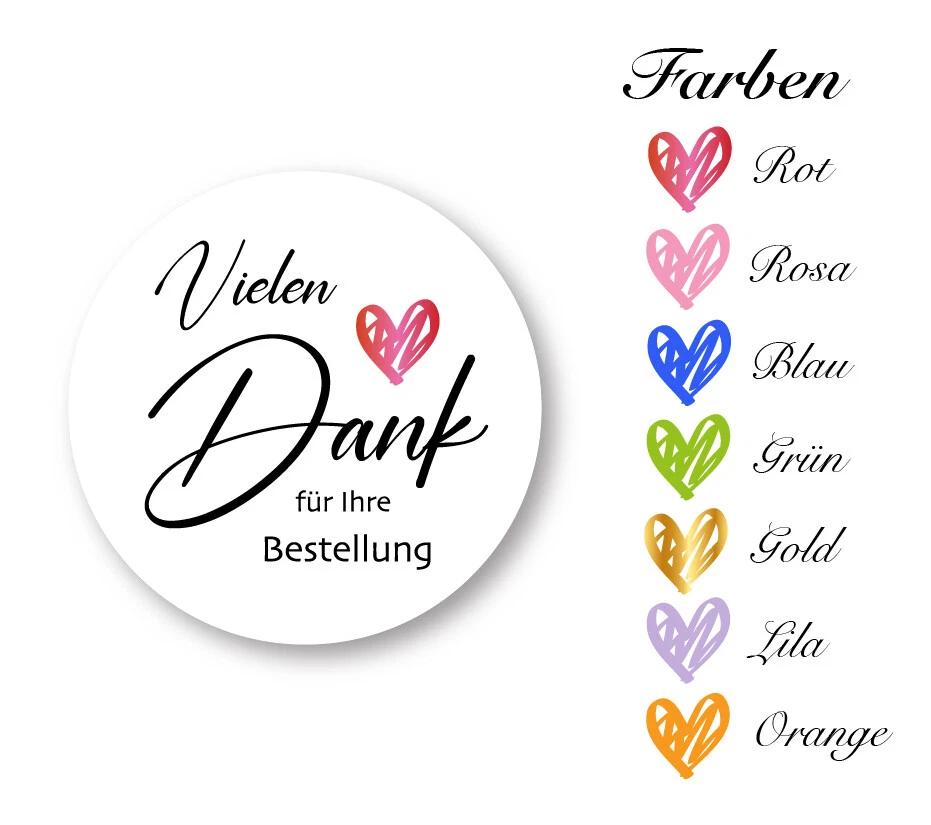 Sticker “Vielen Dank für Ihre Bestellung'' rund 4 cm glanz Dekoetikette 24 Stk. - Bild 1 von 1