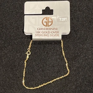 Giani Bernini 18k Gold Over Sterling Silver 7.25” Singapore W/ Bead Bracelet - Picture 1 of 4