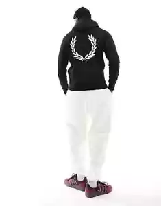 Fred Perry Laurel Wreath Logo Print Hoodie Black L - Picture 1 of 11