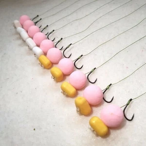 10 X HAIR RIGS PRELOADED WITH 12mm SWEET SOUR POP-UPS CARPBALLS CARP TACKLE - Picture 1 of 4