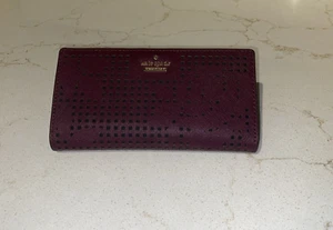 KATE SPADE NEW PURPLE PLUM PERFORATED WALLET, SEE PICTURE'S - Picture 1 of 12