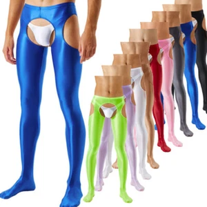 Men's Glossy Crotchless Pantyhose Stockings Stretchy Tights Lingerie Trousers - Bild 1 von 49