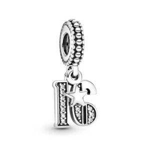 S925 Sterling Silver Charm For Bracelets 16th Birthday Dangle - Picture 1 of 1