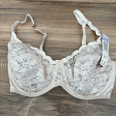 Vintage Olga Shimmerlace Embroidered Lace Bra 36D Beige Underwire 33117 NWT - Image 1 of 4