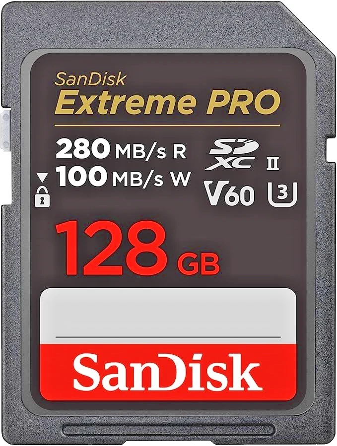SanDisk Extreme PRO SDXC UHS-II Speicherkarte V60 128 GB (280 MB/s, 6K, 4K UHD) - Bild 1 von 1