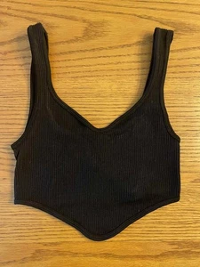 Zara Damen schwarzes geripptes Crop Top / Bralette Gr. S - Small - Bild 1 von 2