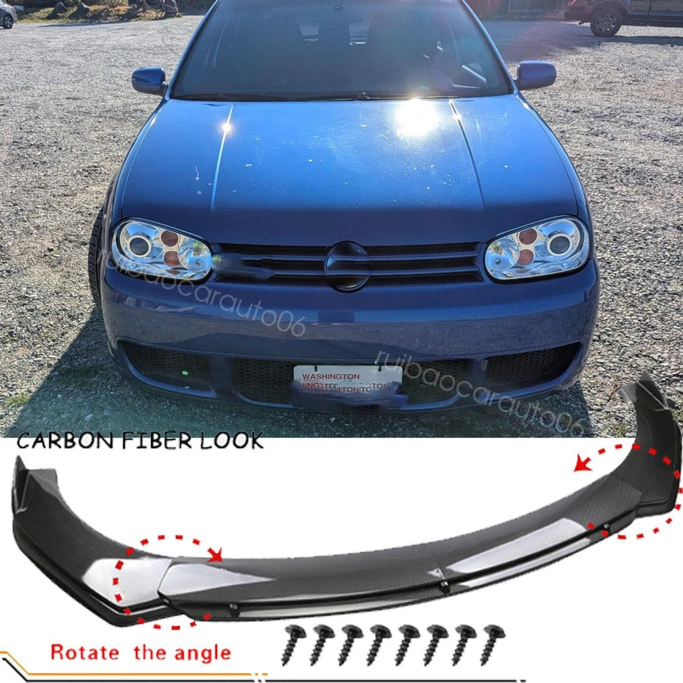For 2004 Volkswagen R32Carbon Style Front Bumper Lip Splitter Spoiler 4PCS Kit Foto 1 de 4
