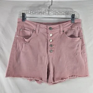 Pantalones Cortos de Jean Time and Tru Rosa para Mujer 8 Tiro Alto Botón Mosca Dobladillo Crudo Envejecido - Imagen 1 de 10