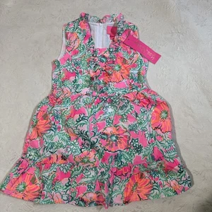 Lilly Pulitzer NWT Girls Mini Tersa Dress Soleil Pink Perfect Poppy $98 Size 5 - Picture 1 of 7