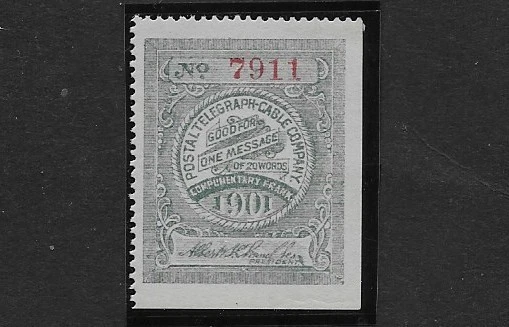 US Revenue, Scott 15T21, Postal Telegraph Company., 1901, Mint, OG, NH , F/VF - Image 1 of 1