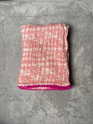 Manta bebé muselina garbanzo rosa blanco pompón envoltura algodón seguridad Lovey Foto 1 de 4