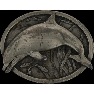 Dolphin Marsopa Nariz de Botella Surfista Hippie Hawaii Vintage Hebilla de Cinturón Foto 1 de 4