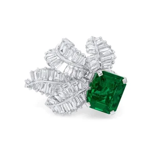 Natural Zambia Vivid Green Emerald Ring 5.94 Ct. Octagonal Shape Solid Gold GRS - Picture 1 of 7