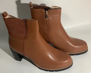 Stiefeletten dicker Absatz Pumps Reißverschluss kurze Stiefel Booties Damengröße 11 " - Bild 1 von 6