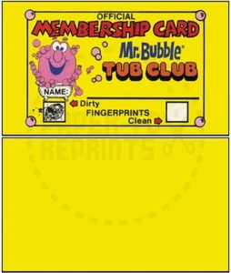 MR. TARJETA DE MEMBRESÍA BUBBLE TUB CLUB - REIMPRESIÓN VINTAGE - Imagen 1 de 1