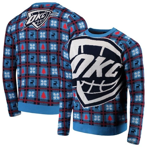 Mens Blue Ugly Christmas Sweater - OKC Thunder Size 2XL -NWT Cover