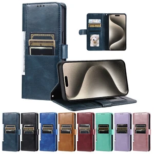 For LG Q60 K50 K40 V30 G6 Shockproof Leather Flip Wallet Case Stand Phone Cover - Picture 1 of 20