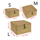 3Pcs Straw Woven Storage Basket Woven Baskets with Lid Seagrass Storage Gift Box