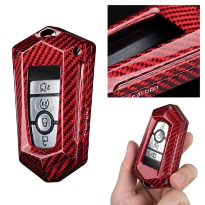 Kohlefaser Rot Schlüsselanhänger Hülle für Ford Fusion F150 Mondeo Edge Ecosport - Image 1 of 4