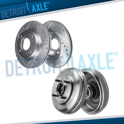 Kit de tambores de freno traseros rotores de disco perforados delanteros aptos para Ford Focus 2009 2010 2011 Foto 1 de 4
