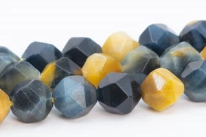 7-8MM Golden Blue Tiger Eye Star Cut Faceted Gemstone Loose Beads - Picture 1 of 4