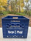 Vintage Farm Maid Dairy Plastic Milk Crate Blue Box Cream Detroit Michigan Logo