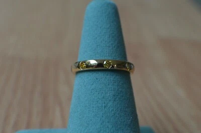 Anillo de diamantes amarillos naturales de 0,50 quilates 14 k años sobre plata de ley fina talla 7 Foto 1 de 4