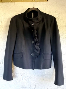 Kurzjacke Damen Piazza Sempione schwarz Rüschen vorne hochgeschlossen 44 Italy - Bild 1 von 7