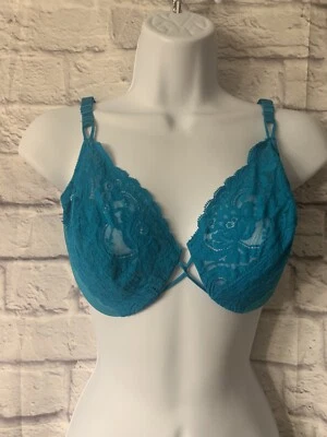 Sujetador vintage Victoria's Secret etiqueta dorada corona 36D hecho en EE. UU. AZUL 70817 #B1540 Foto 1 de 4