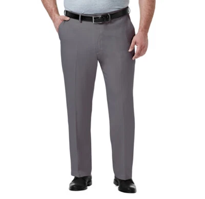 Haggar Men Premium Comfort Classic Fit Flat Front Dress Pants Grey 48x38 New $70 - Image 1 of 4