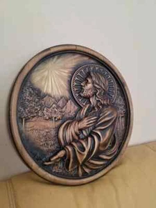 Icon Jesus Christ Prayer Wood Carving Picture 3D Orthodox Gift Panno Wall Decor - Picture 1 of 3