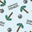 Tela Minecraft - Minero de diamantes - Azul claro - 100% algodón - Múltiples tamaños