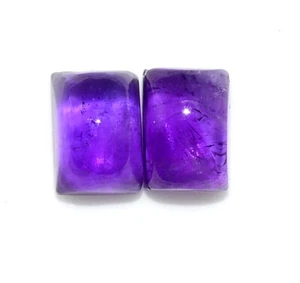 Natürlicher Amethyst Baguette Form Cabochon Paar 7x5 mm 3,06 CTS Lose Edelsteine - Bild 1 von 6