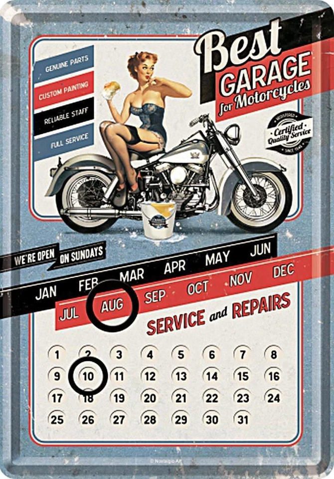 NOSTALGIC-ART MERCHANDISING GMBH Nostalgic-Art Kalender-Blechpostkarte 10x14cm - Best Garage - Blue