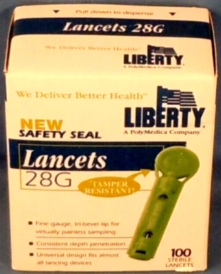 (NEW) Liberty 100 Safety Seal Sterile LANCETS 28G Universal Design FREE US SHIP - Image 1 of 3