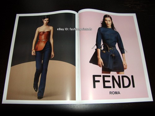 ANNUNCIO STAMPA FENDI 2 pagine autunno 2022 BELLA HADID Rayssa Medeiros CRAIG McDEAN