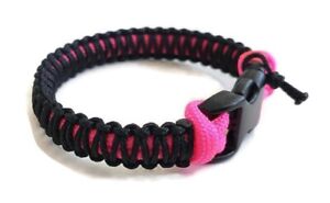Paracord Bracelet 550 Neon Pink/Black Micro Cord 550 U.S. Seller - Handmade