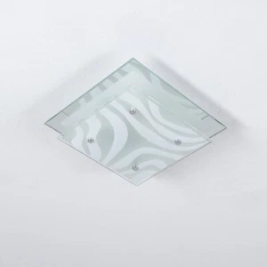 LHG Plafoniera Quadrata in Vetro con Bordo a Specchio Cromato, 24 x 24 cm - Foto 1 di 6