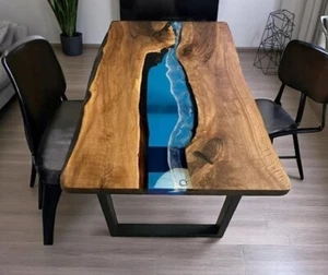 36"x24" Clear Epoxy Resin Wood Dining Sofa Table Top Home Balcony Furniture Deco - Picture 1 of 10