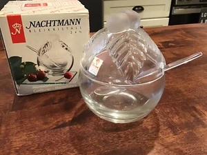 New NACHTMANN Crystal JAM JAR #483 w/ Domed Lid & Spoon, 4.25” - Picture 1 of 6