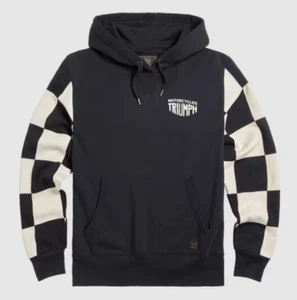 Triumph Motorcycle Haytham Checkerboard Hoodie Black MSWS2332 - Picture 1 of 5