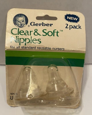 Vintage 1988 Gerber Clear & Soft Bottle Nipples Sealed In Package 76151 USA - Image 1 of 4