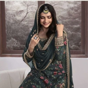 Designer Indian Bollywood Pakistani Salwar Kameez Dress Party Wear Suit wedding - Picture 1 of 7