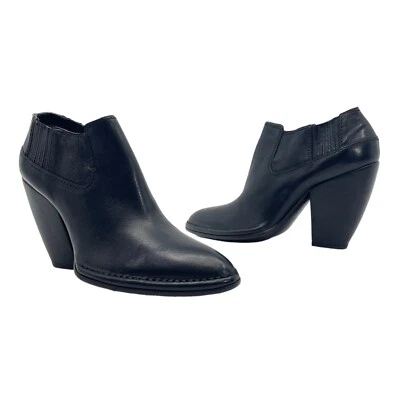 COSTUME NATION Mujer 9 Cuero Botines Tacón Cubano RARO ITALIA NEGRO Foto 1 de 4